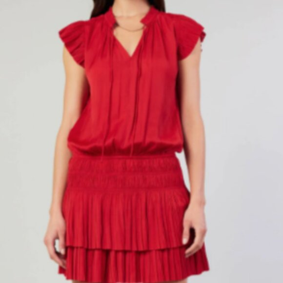 Black Mini Dress with pleated skirt- size Large - Picture 2 of 2